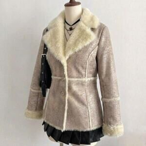 Vintage Snake Print Faux Fur Coat Mob Wife Aesthetic Y2K